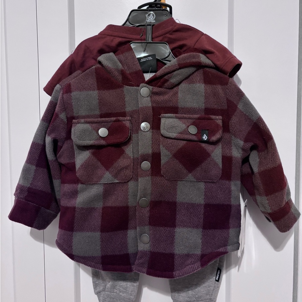 Volcom Kids Matching Set - Burgundy and Gray